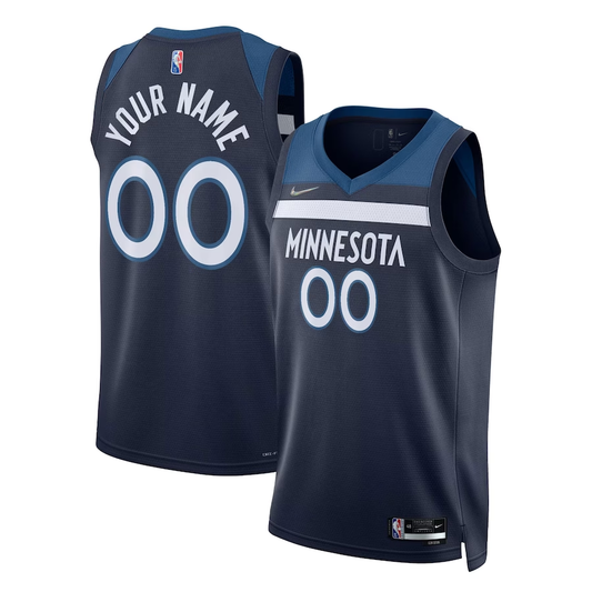 Men's Minnesota Timberwolves Navy 2021/22 Diamond Swingman Custom Jerseys - Icon Edition