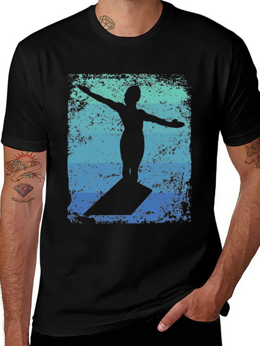 Vintage Surfer Silhouette Graphic T-Shirt