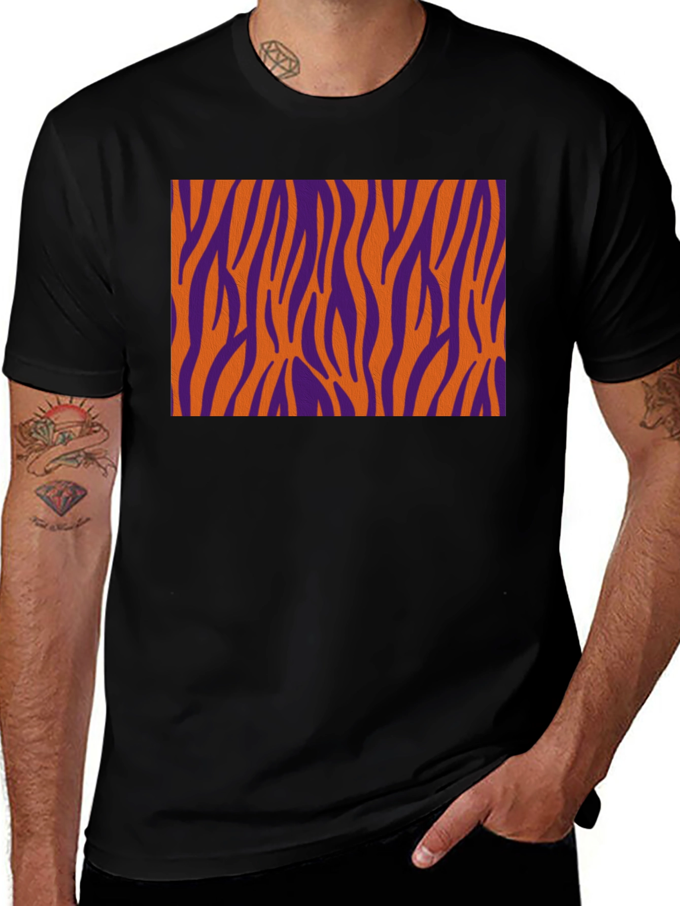 Bold Tiger Stripe Graphic Black T-Shirt