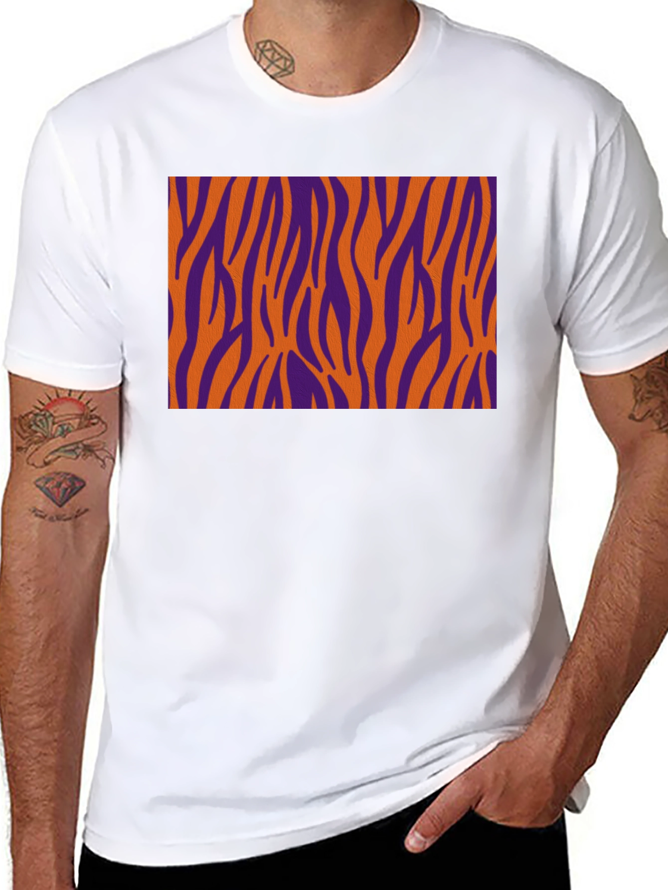 Bold Tiger Stripe Graphic Black T-Shirt