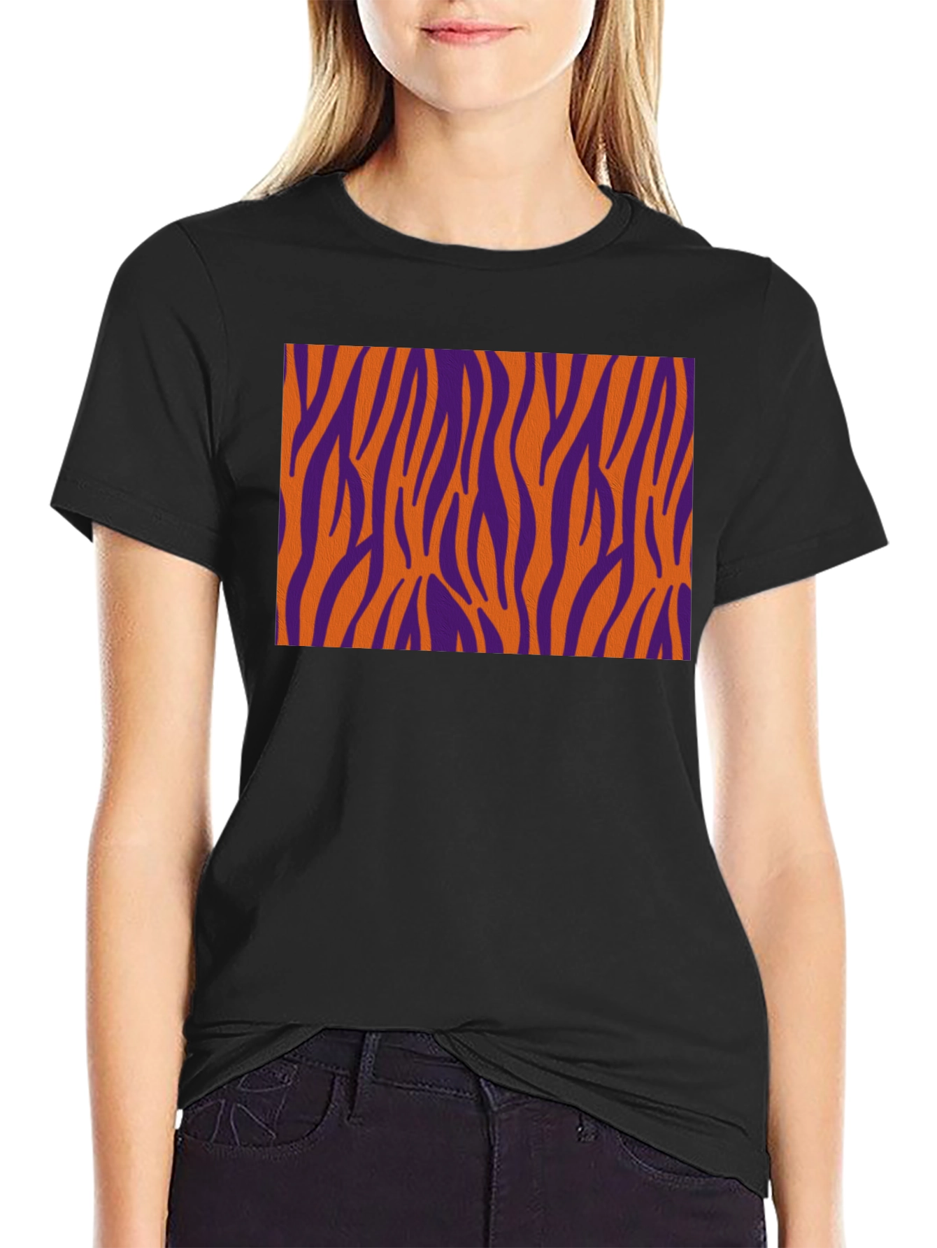 Bold Tiger Stripe Graphic Black T-Shirt