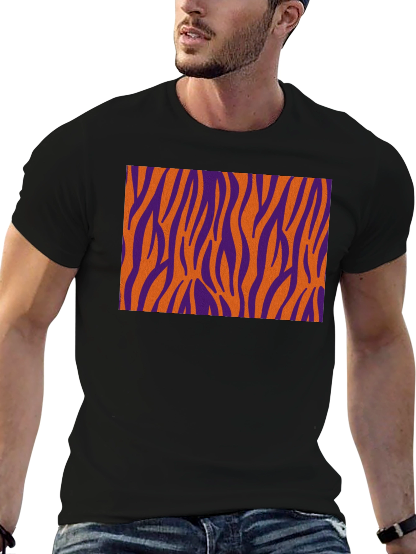 Bold Tiger Stripe Graphic Black T-Shirt