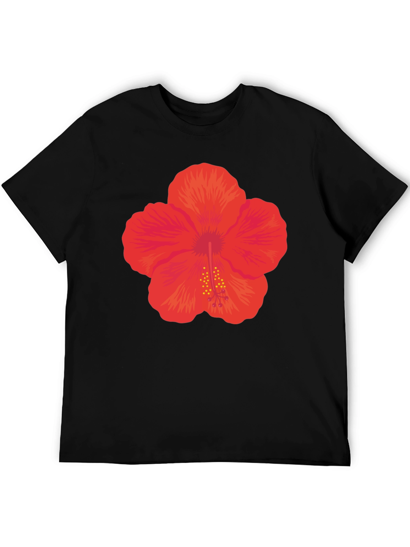 Hibiscus Flower Graphic Black T-Shirt