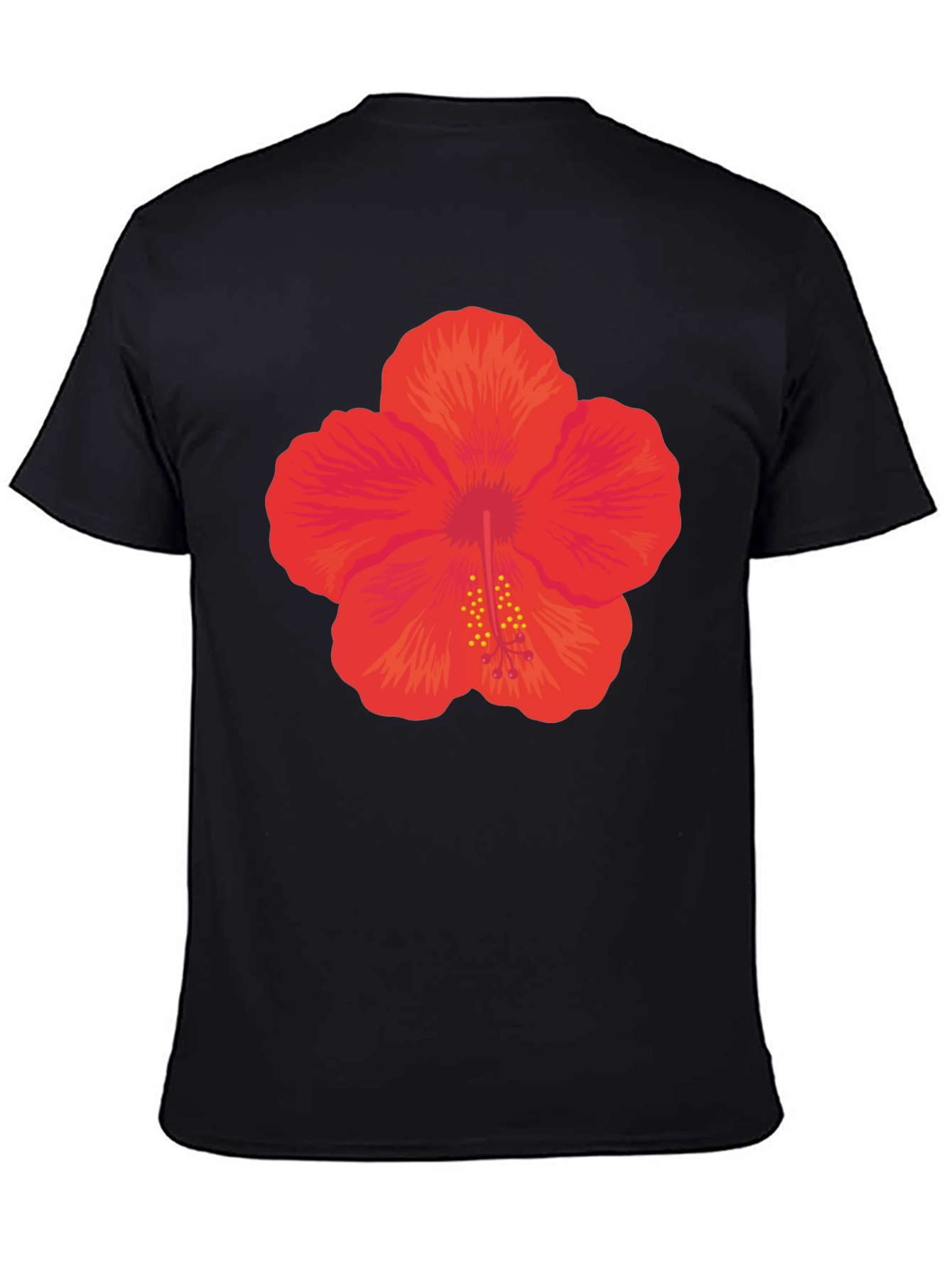 Hibiscus Flower Graphic Black T-Shirt