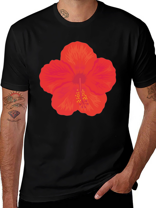 Hibiscus Flower Graphic Black T-Shirt