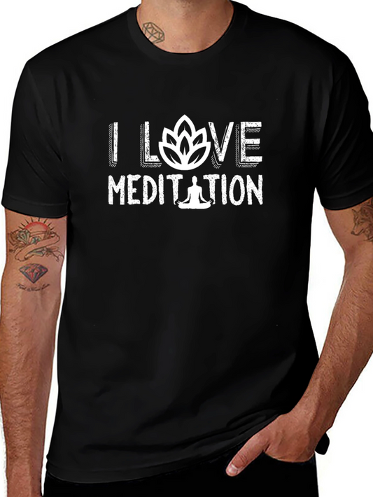 I Love Meditation Black T-Shirt