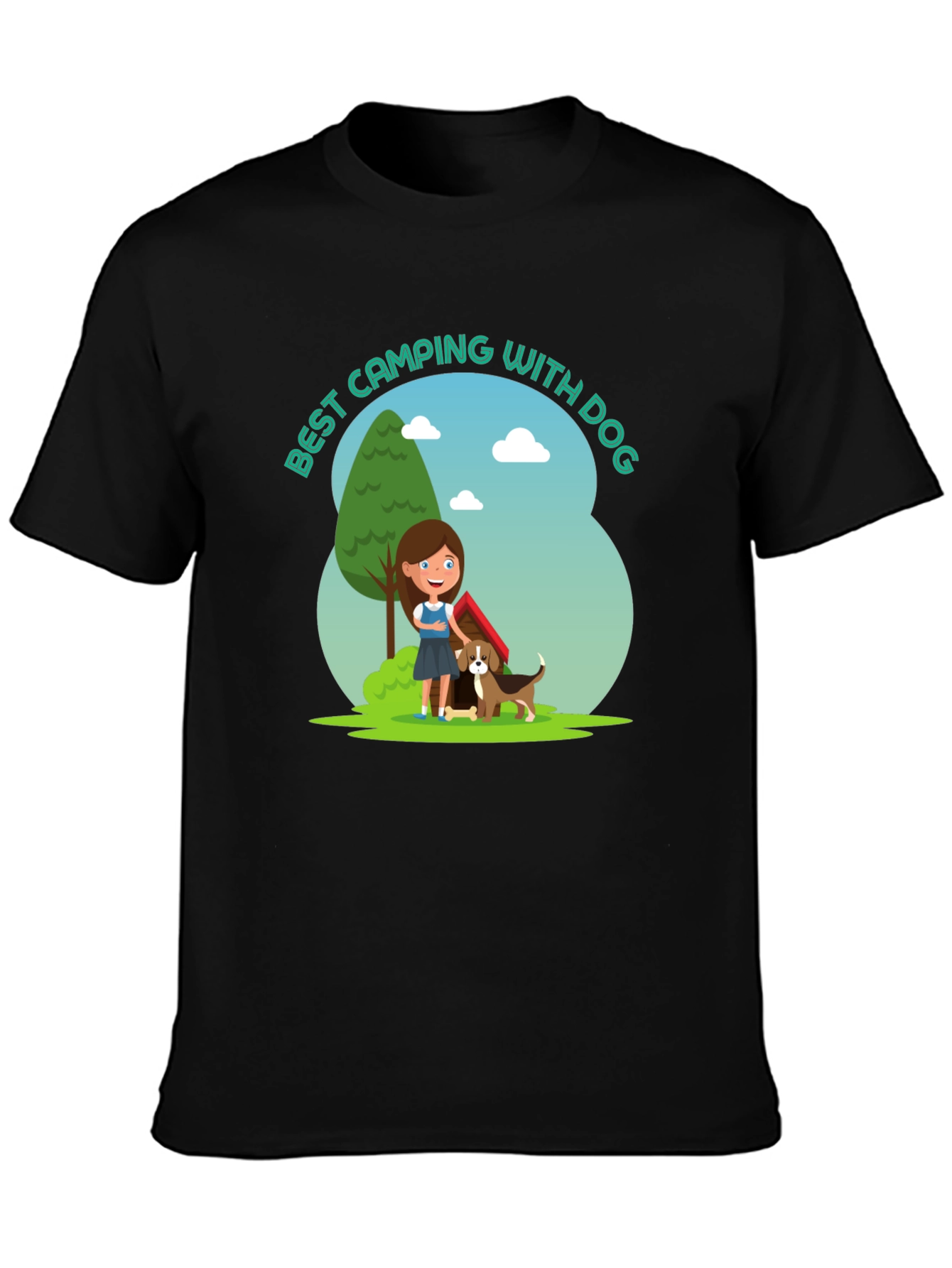 Camping With Dog Graphic T-Shirt