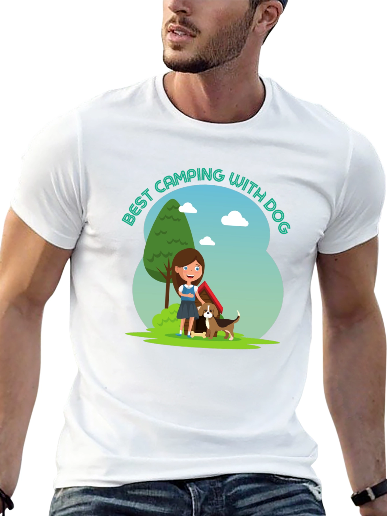 Camping With Dog Graphic T-Shirt
