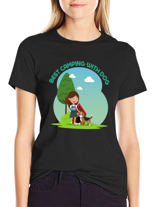 Camping With Dog Graphic T-Shirt