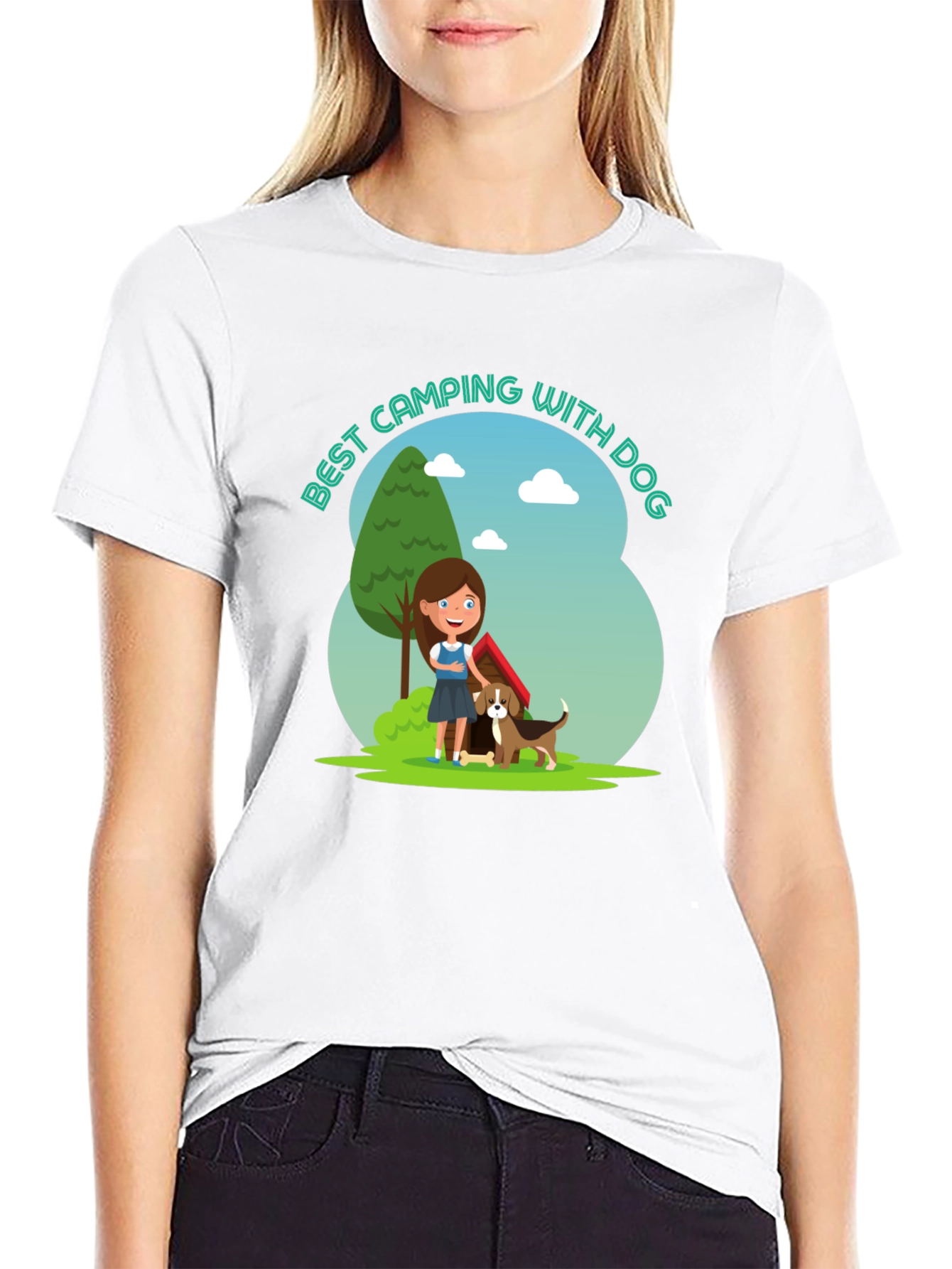 Camping With Dog Graphic T-Shirt