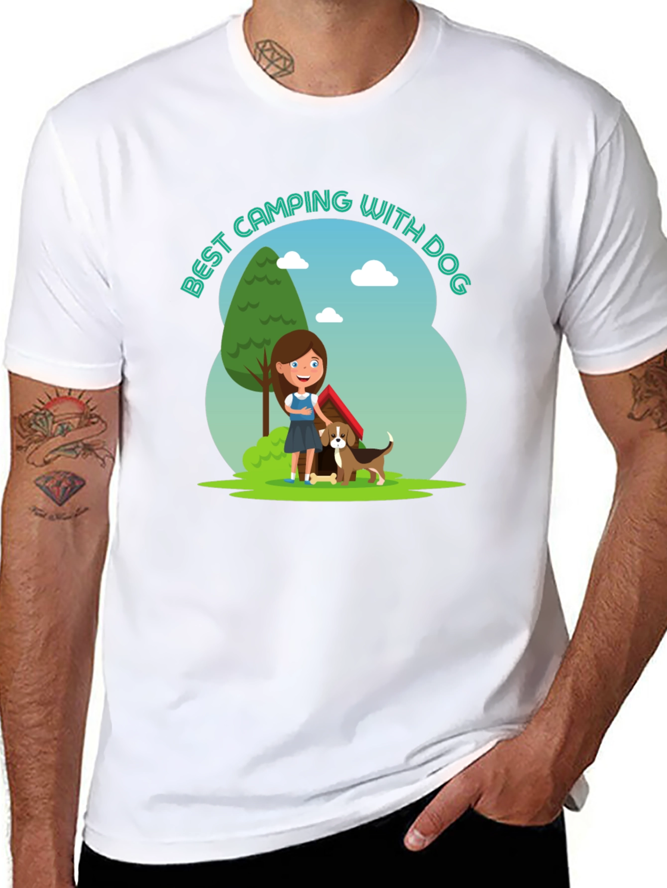 Camping With Dog Graphic T-Shirt