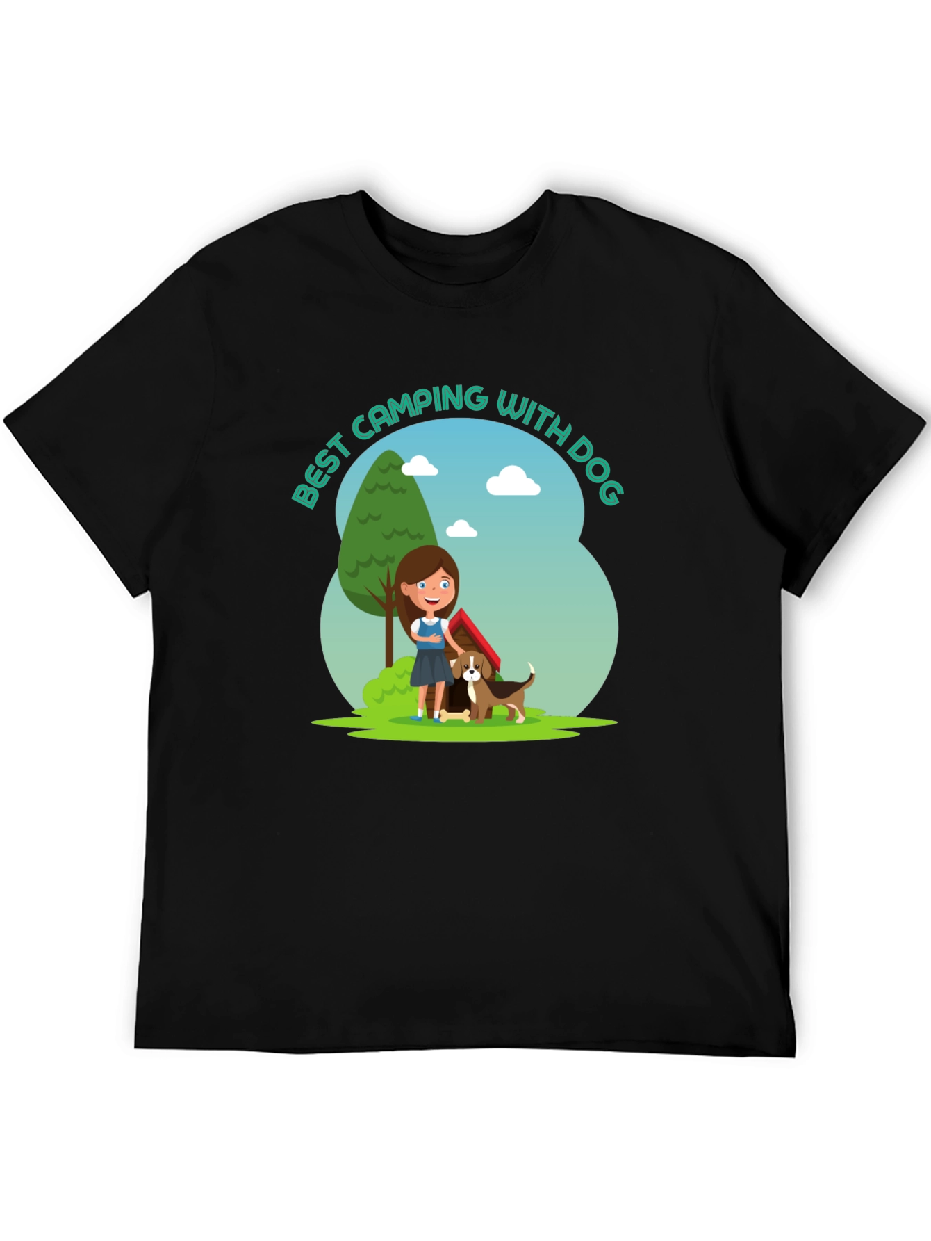 Camping With Dog Graphic T-Shirt
