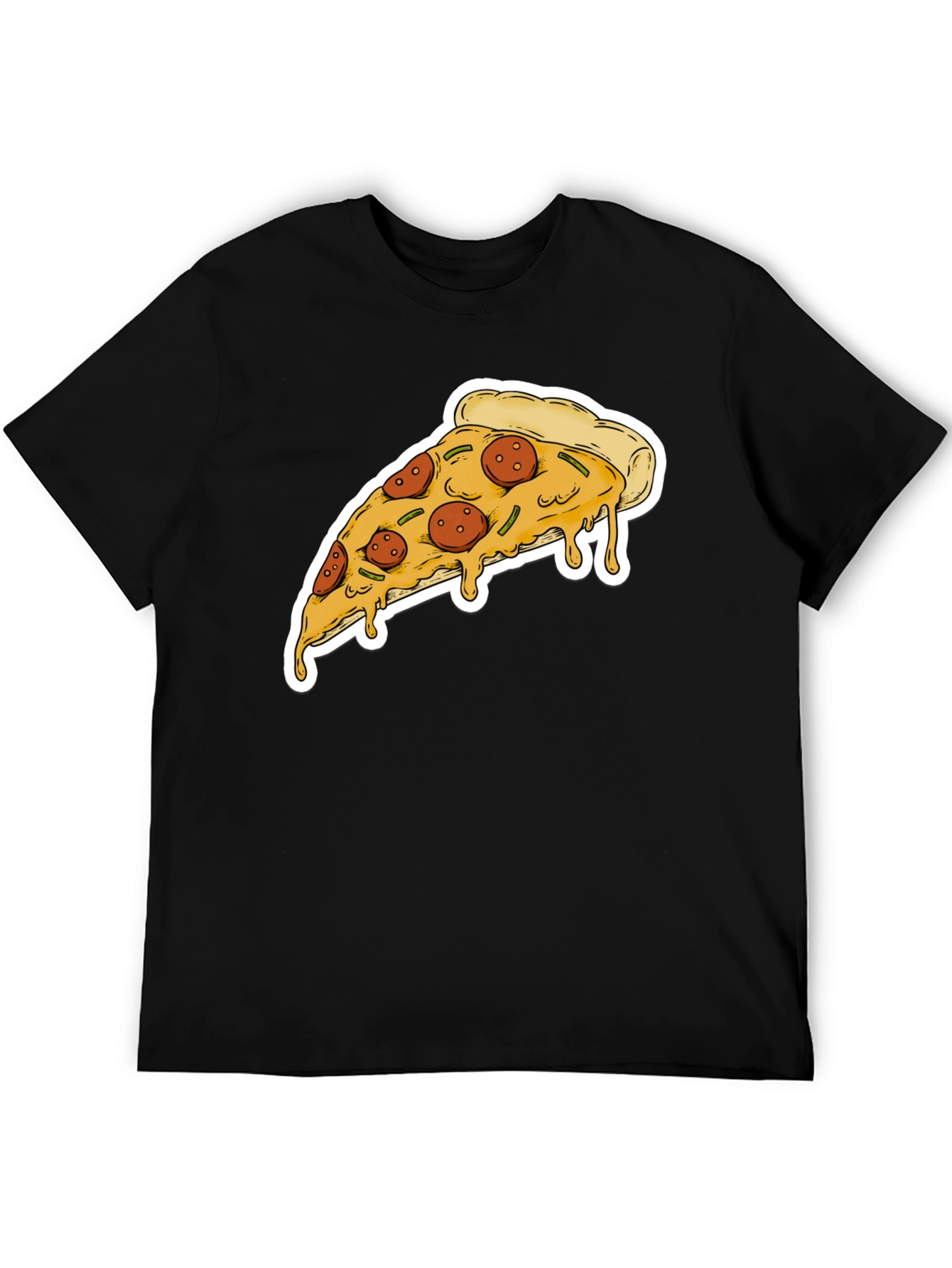 Pizza Slice Graphic Tee - Casual Black T-Shirt