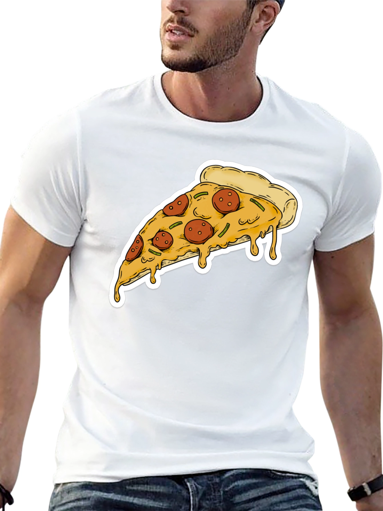 Pizza Slice Graphic Tee - Casual Black T-Shirt