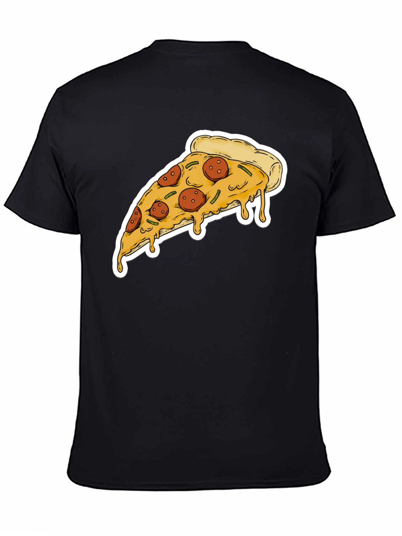 Pizza Slice Graphic Tee - Casual Black T-Shirt