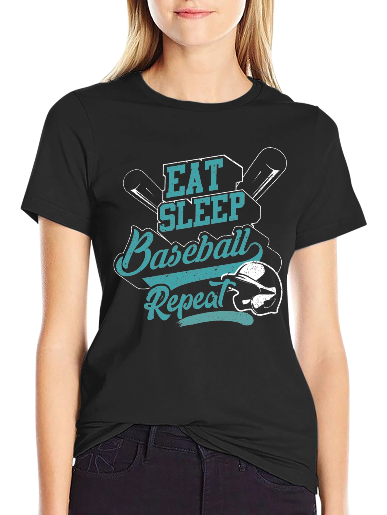 Eat Sleep Baseball Repeat Black T-Shirt