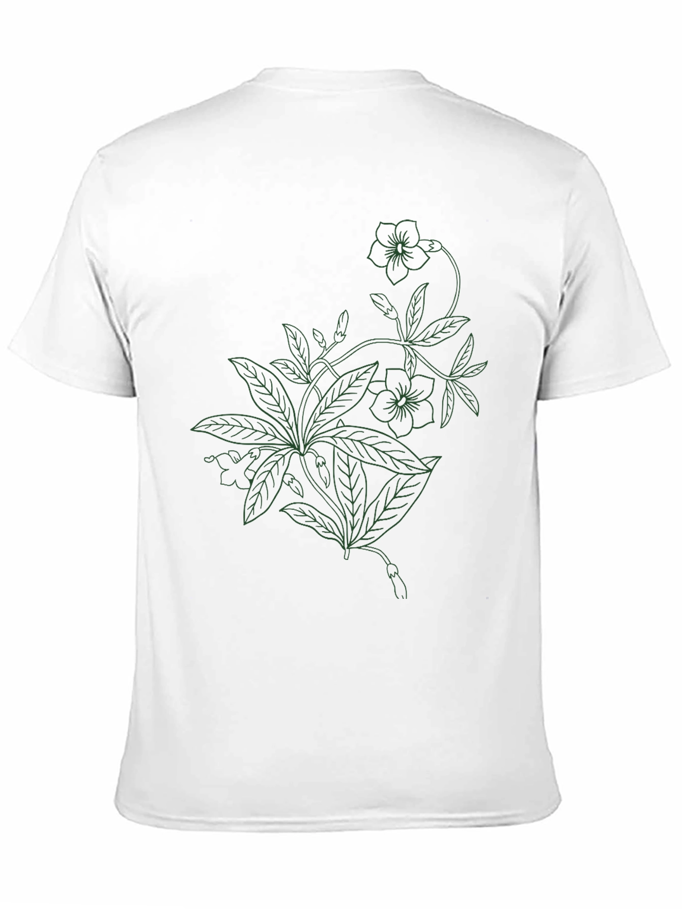 Black Floral Line Art T-Shirt