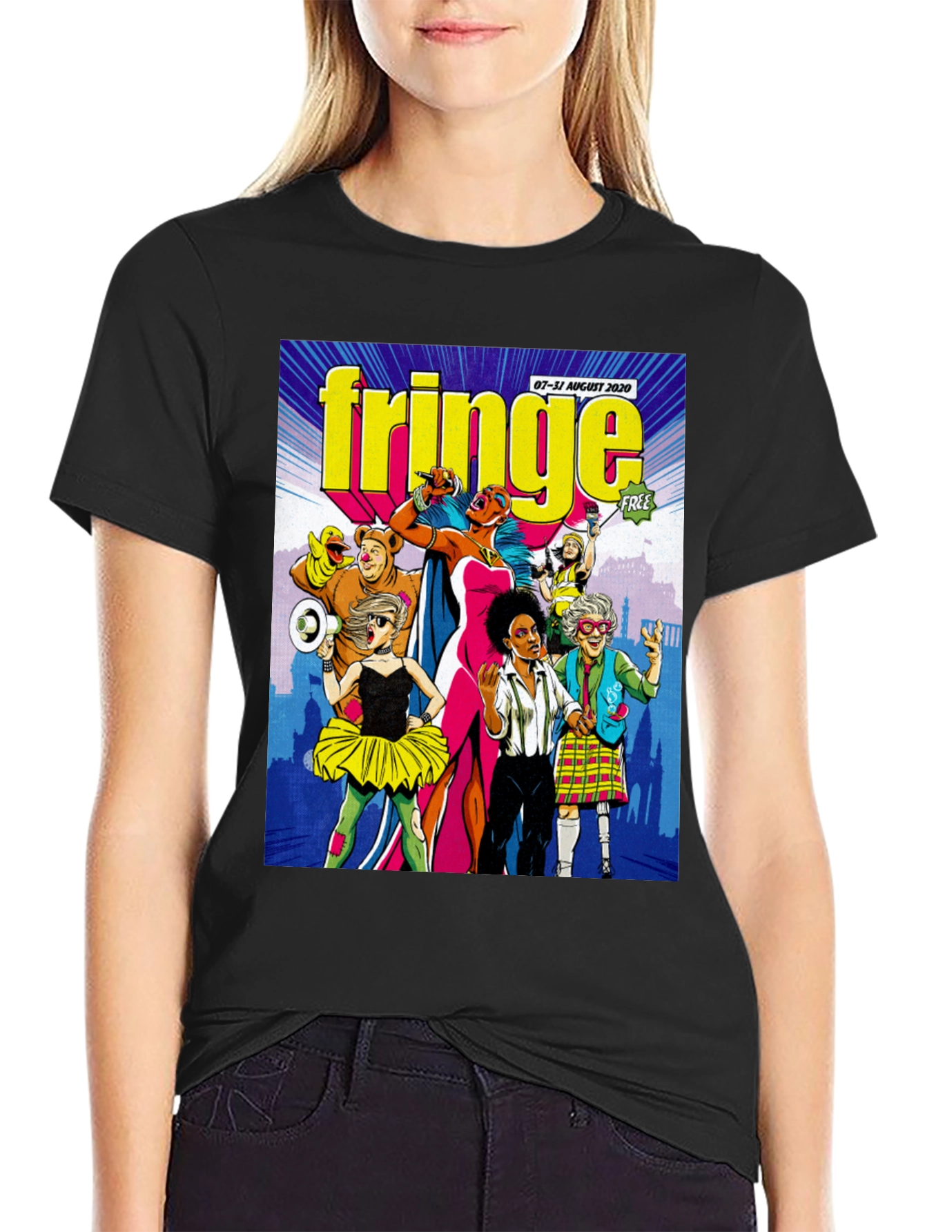 Fringe Festival Graphic Tee - Black Cotton T-Shirt