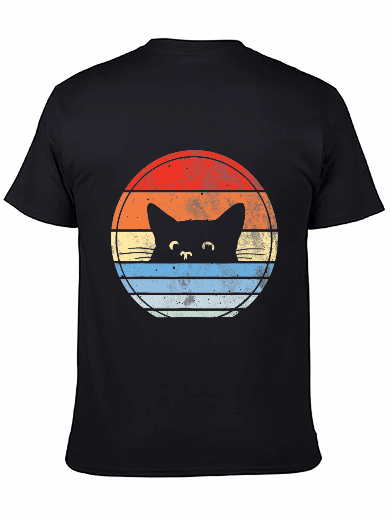 Retro Cat Sunset Graphic T-Shirt