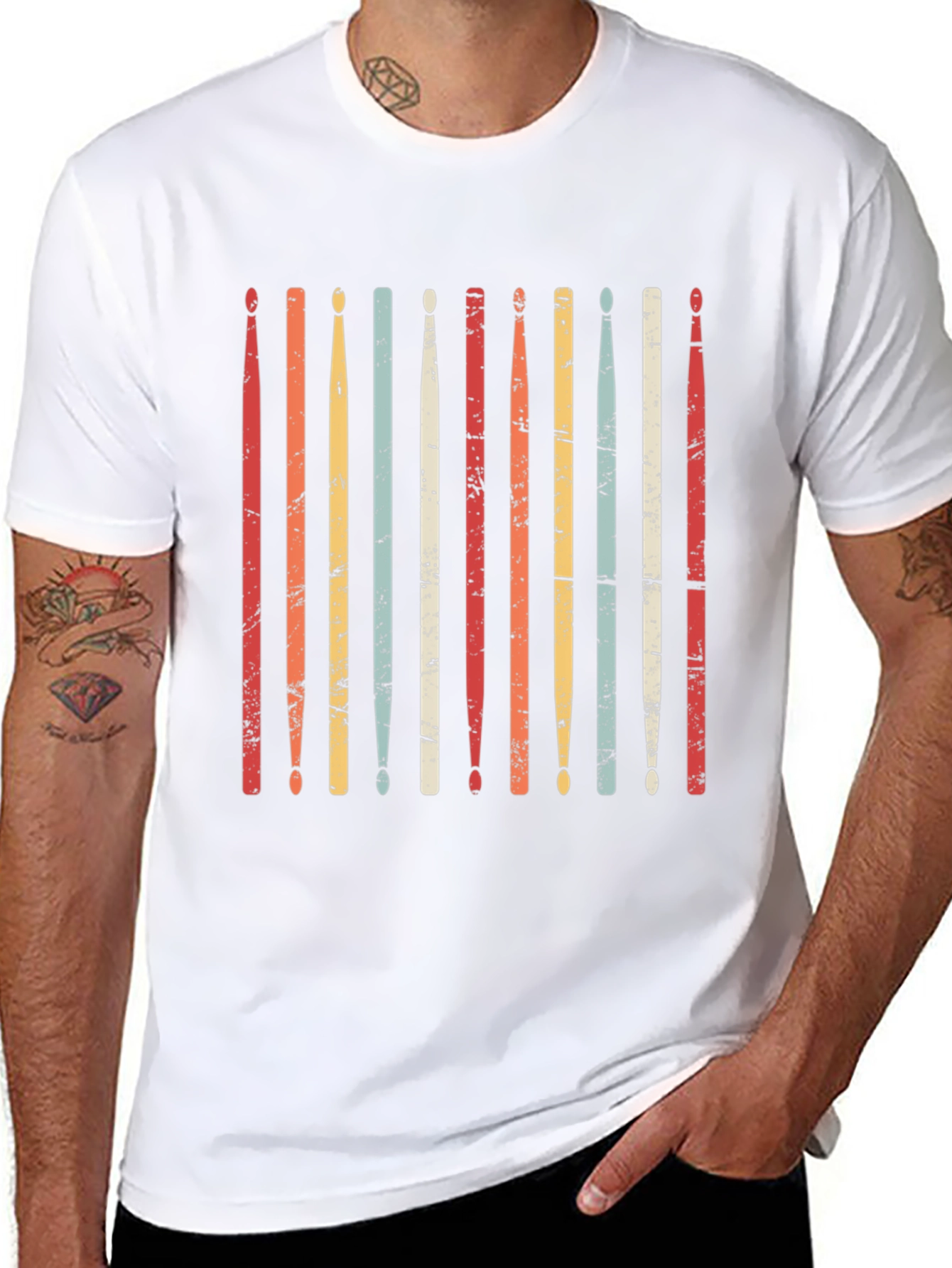 Retro Drum Sticks T-Shirt - Musician Tee