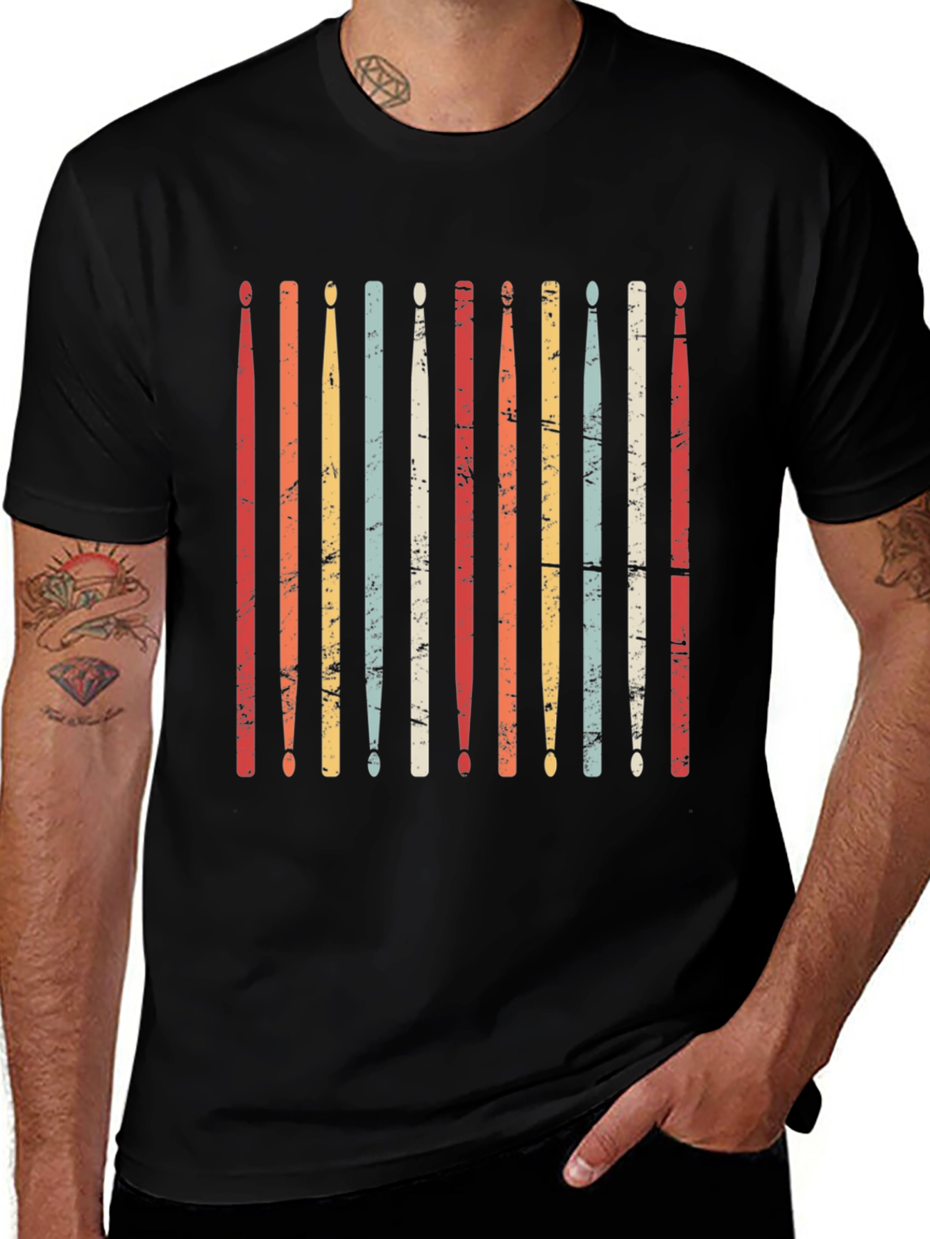 Retro Drum Sticks T-Shirt - Musician Tee