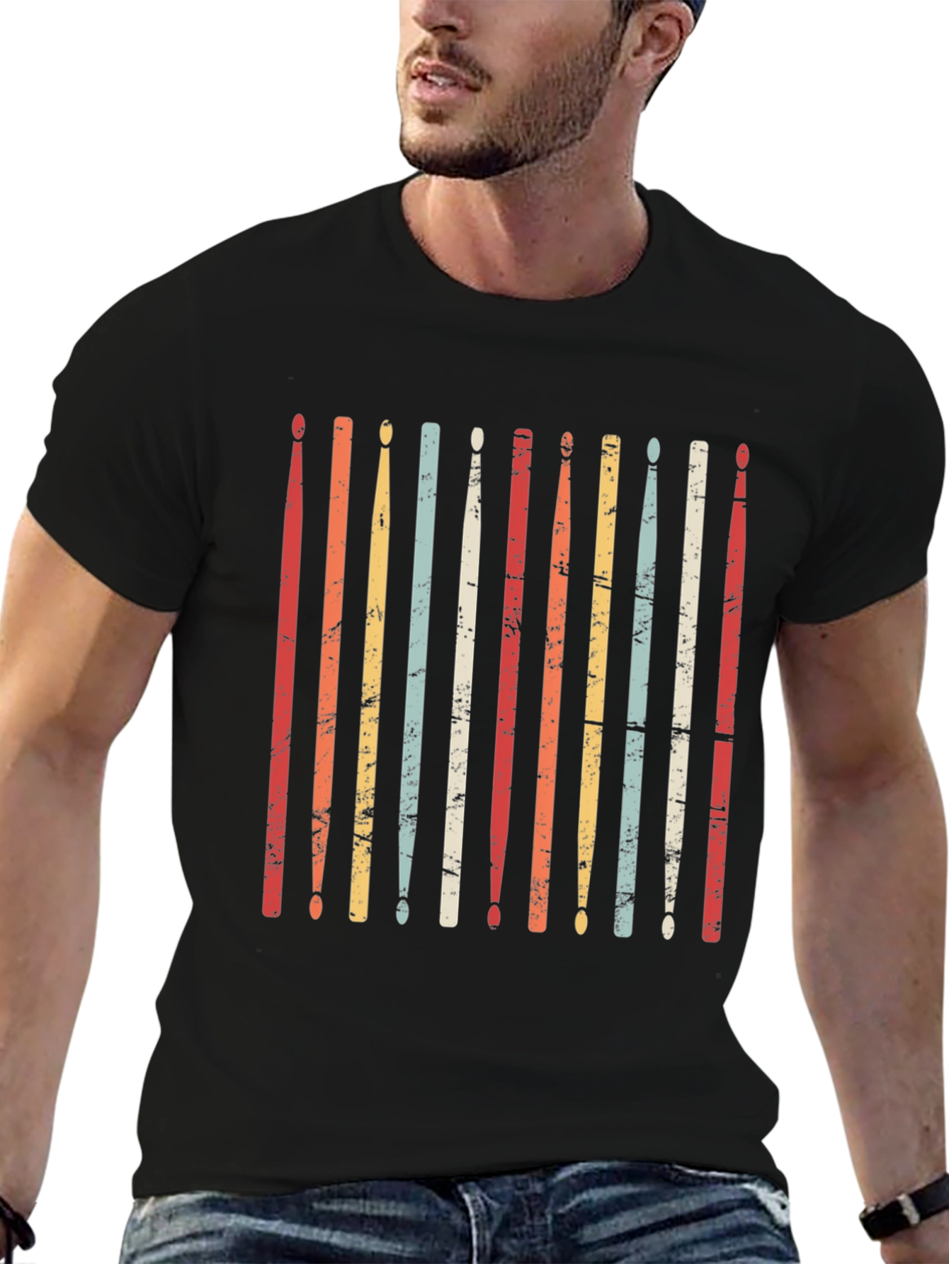 Retro Drum Sticks T-Shirt - Musician Tee