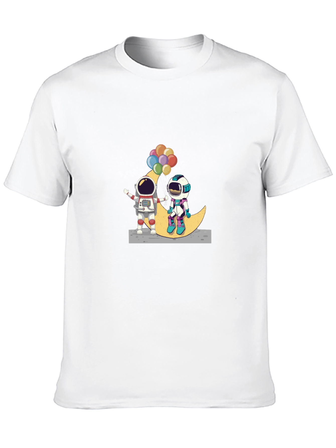 Astronauts on Moon Black T-Shirt