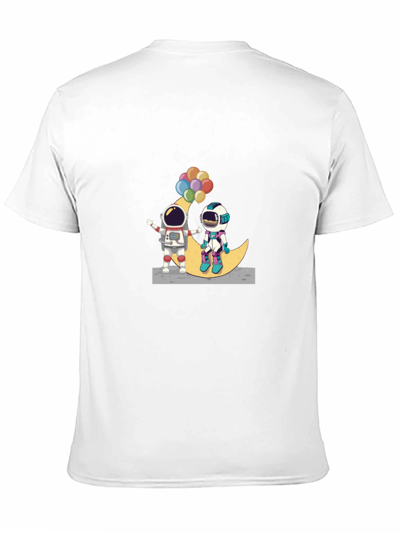 Astronauts on Moon Black T-Shirt