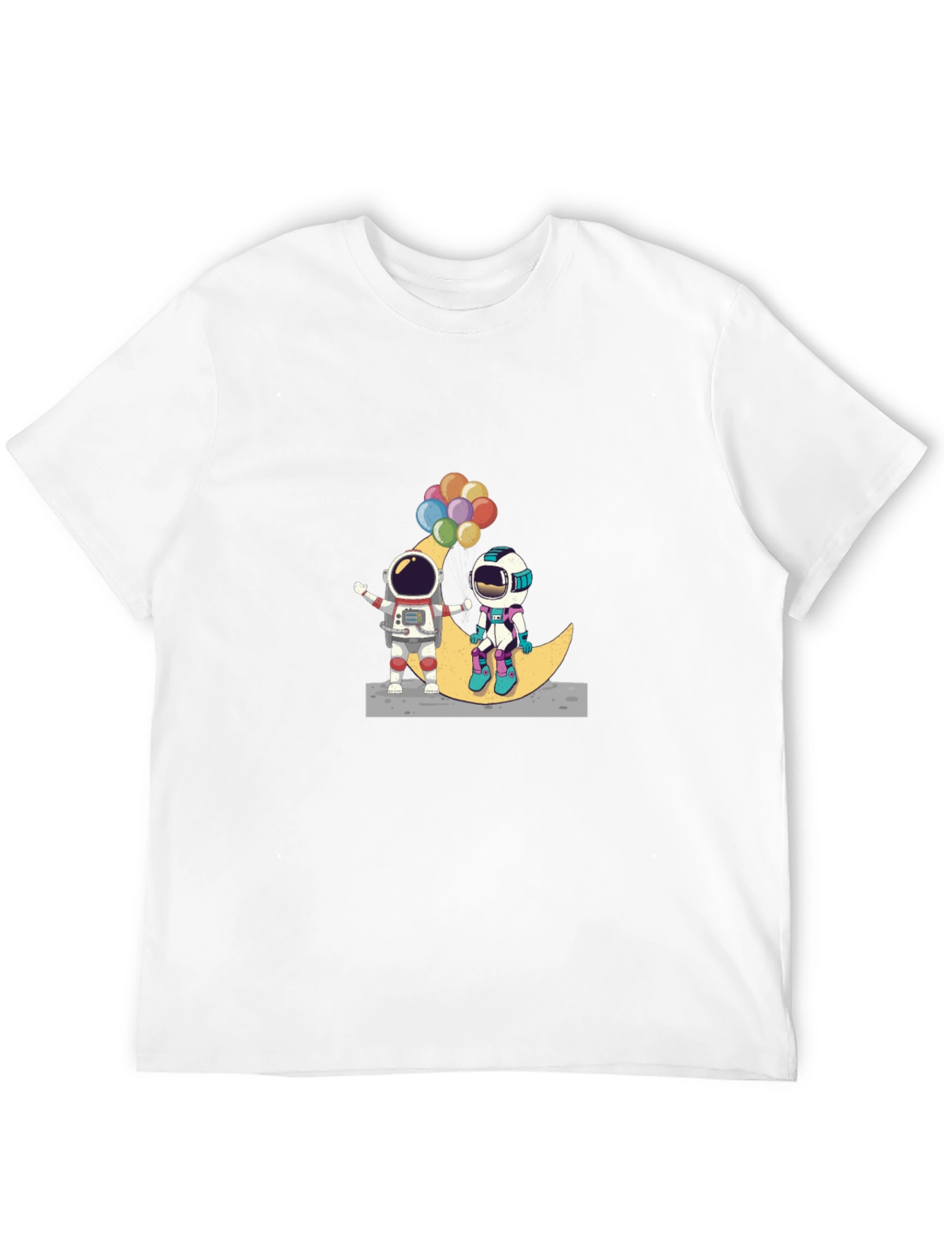 Astronauts on Moon Black T-Shirt