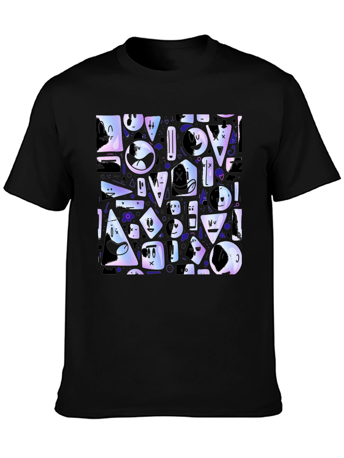 Abstract Character Pattern Black T-Shirt
