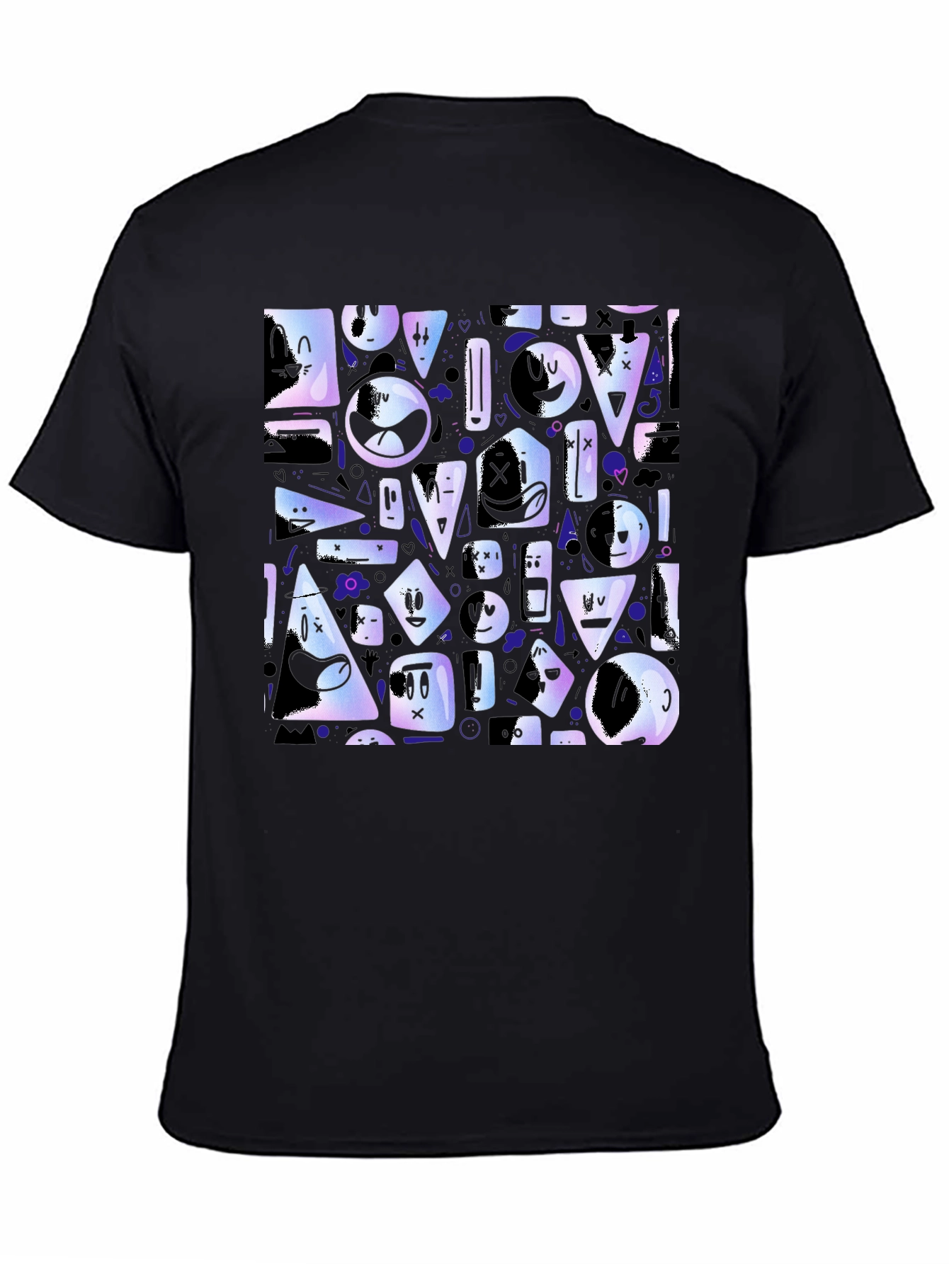Abstract Character Pattern Black T-Shirt
