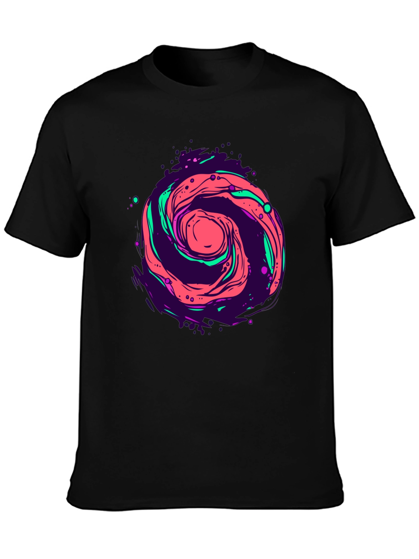 Cosmic Swirl Graphic Tee - Black Cotton Comfort
