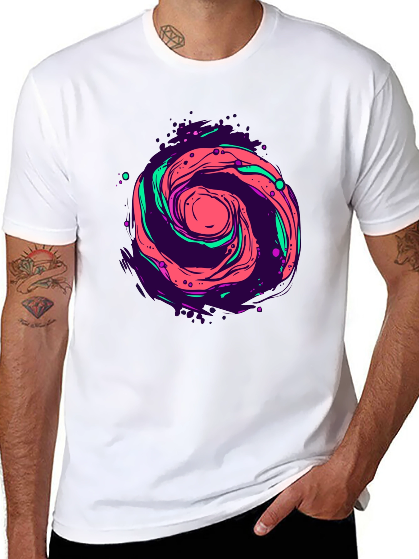 Cosmic Swirl Graphic Tee - Black Cotton Comfort