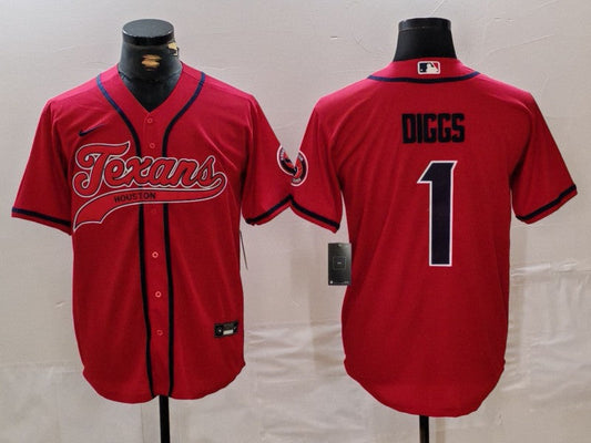 Men's Houston Texans Stefon Diggs #1 Red Game Jerseys