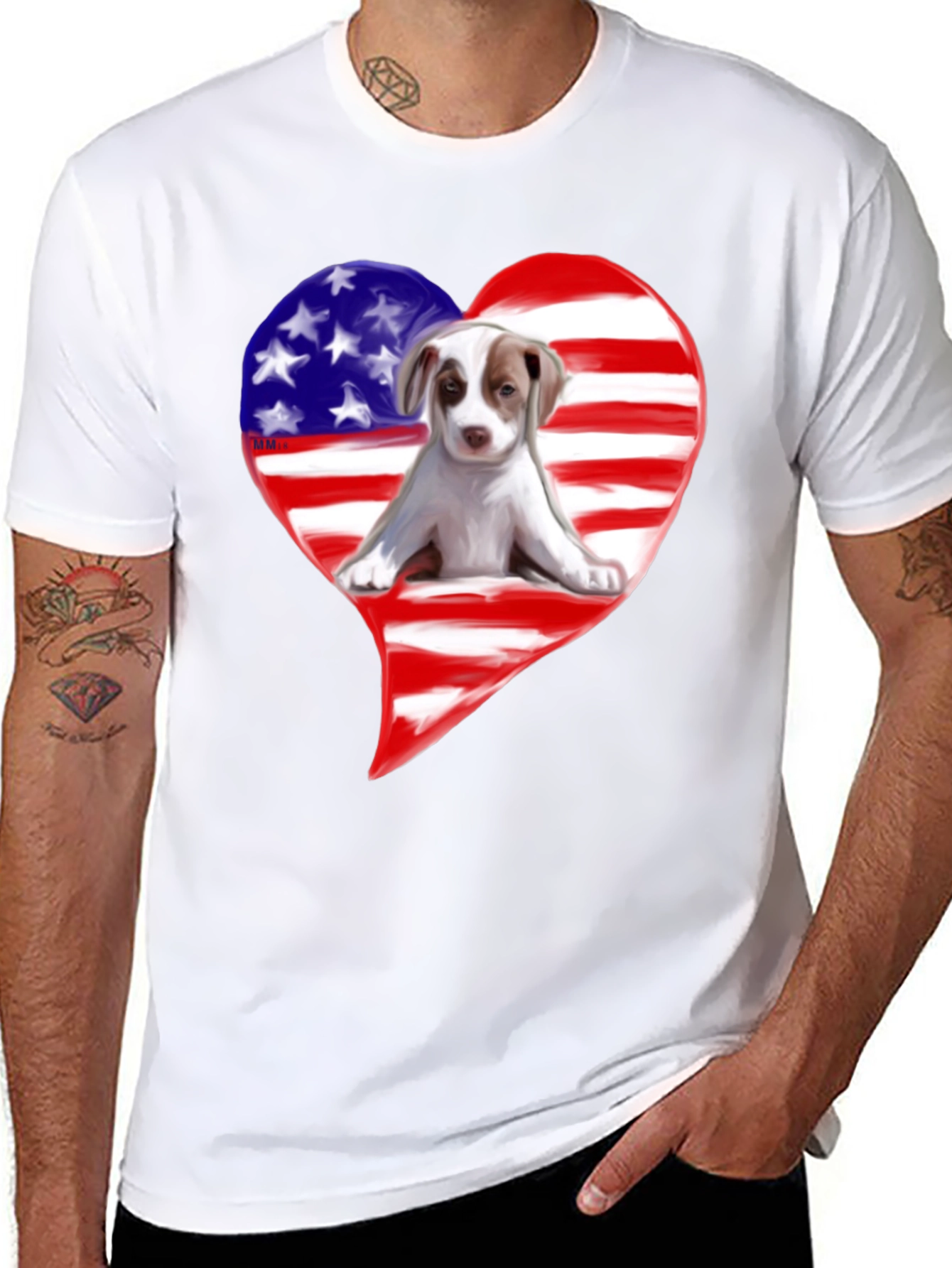 Patriotic Dog Heart T-Shirt