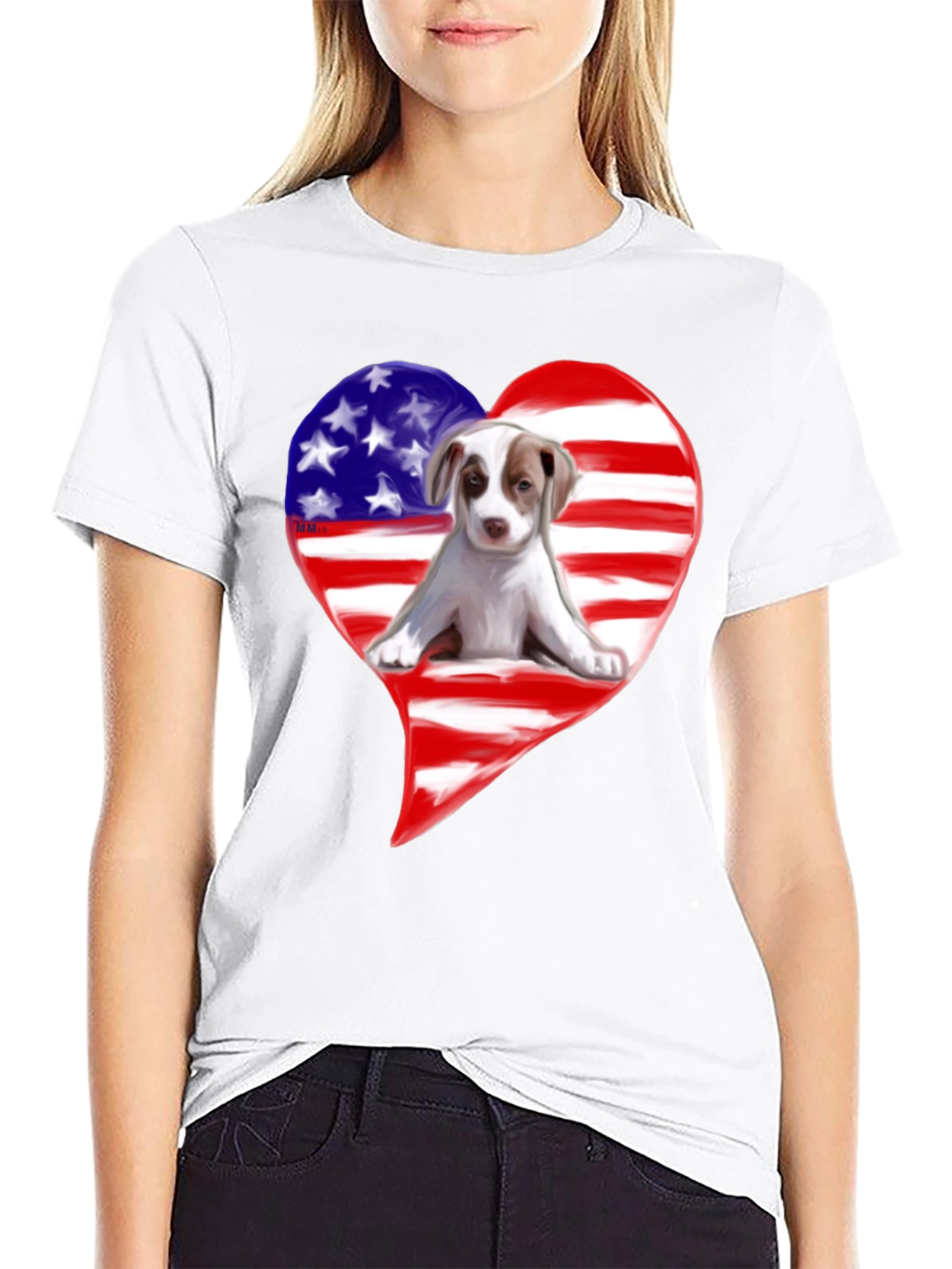 Patriotic Dog Heart T-Shirt
