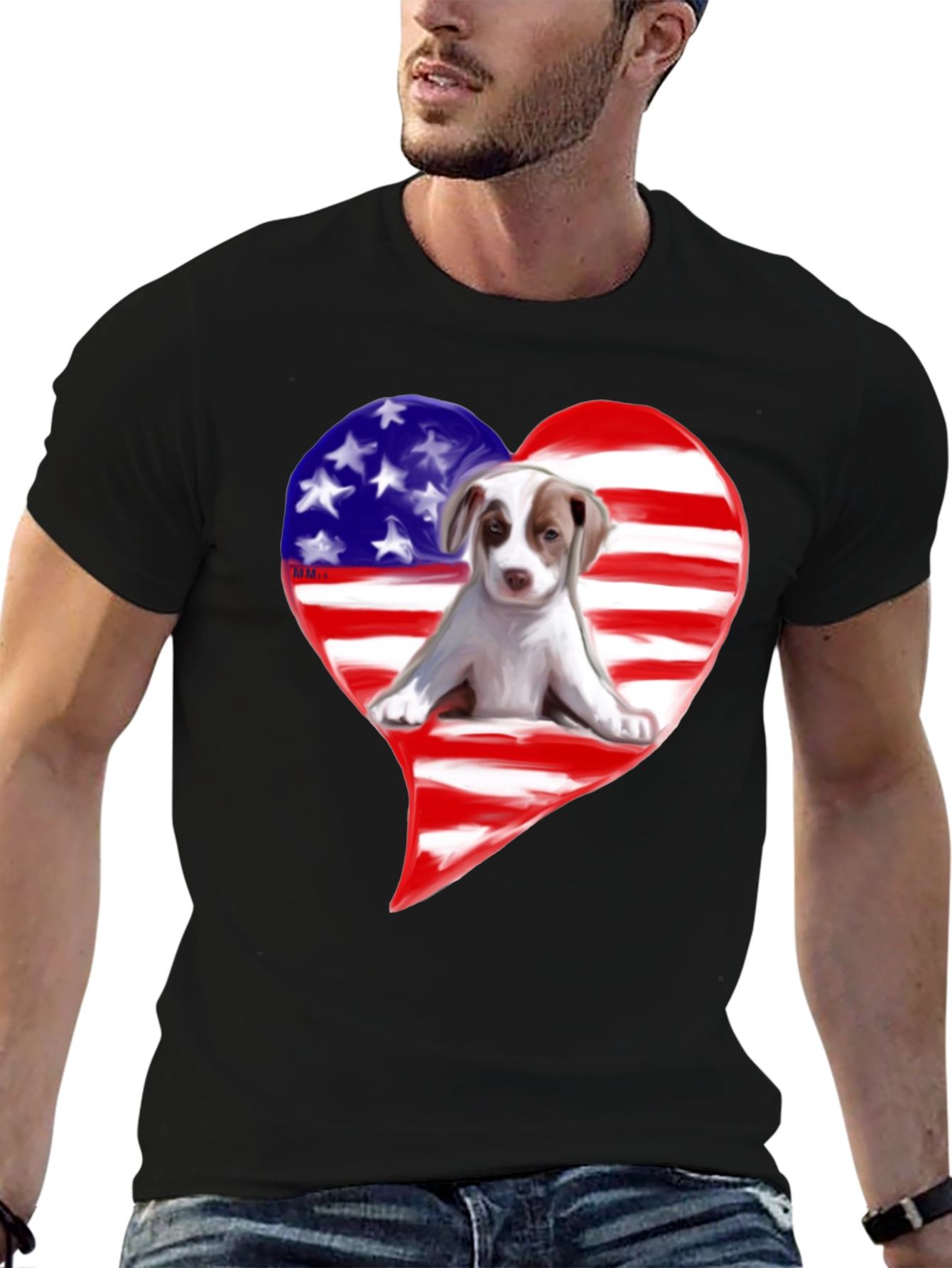 Patriotic Dog Heart T-Shirt