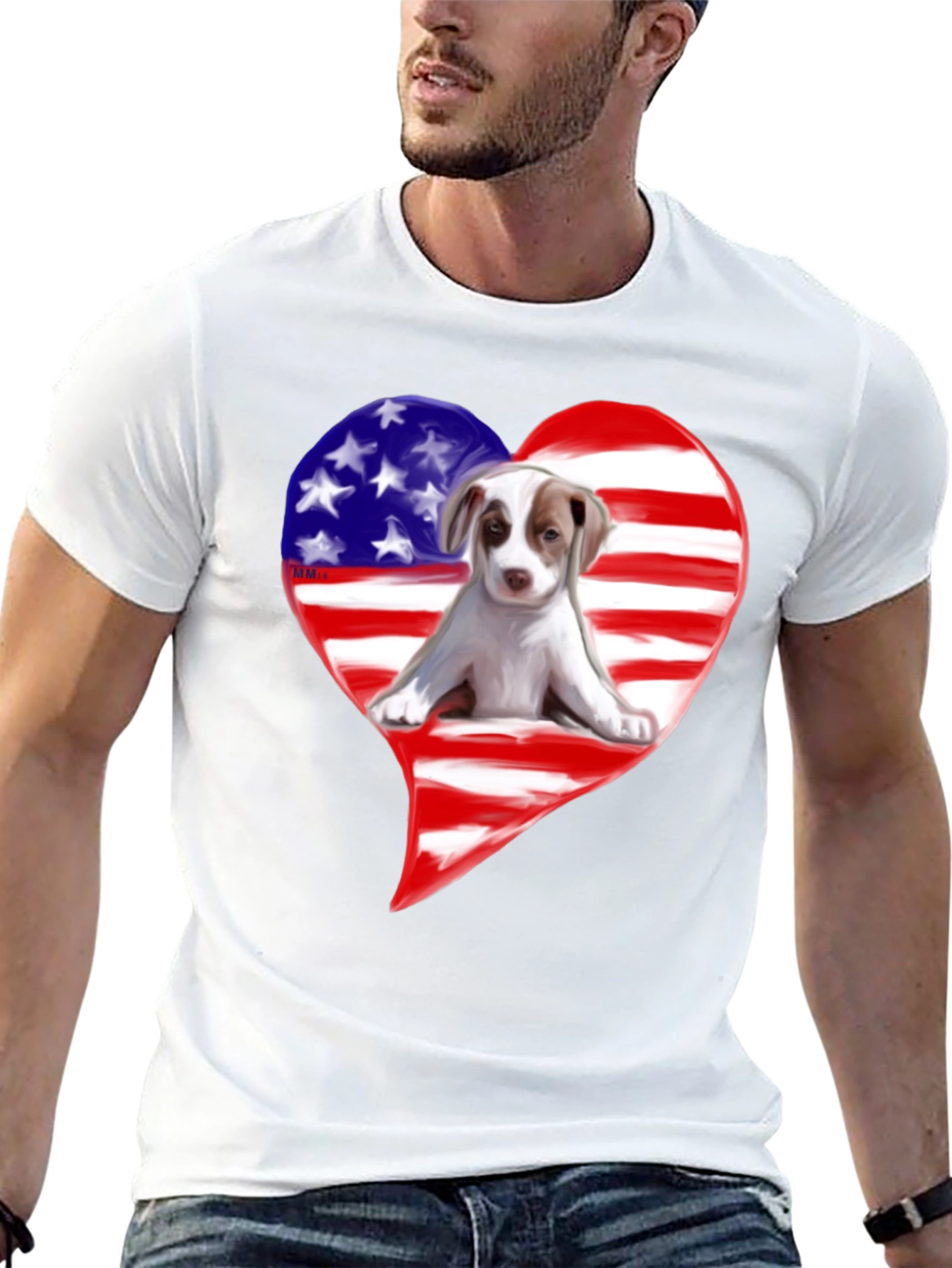 Patriotic Dog Heart T-Shirt