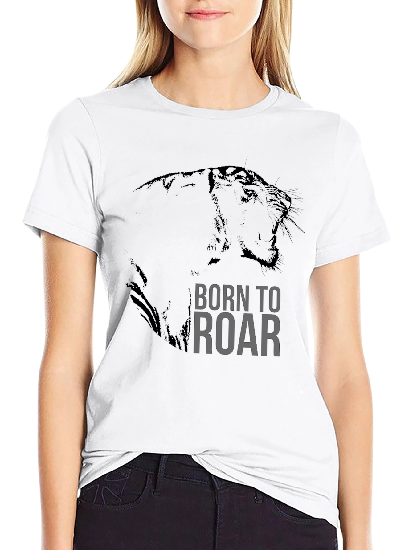 Born to Roar Black Graphic T-Shirt