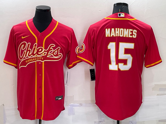 Men's Kansas City Chiefs Patrick Mahomes #15 Red Game Jerseys Joint Edition
