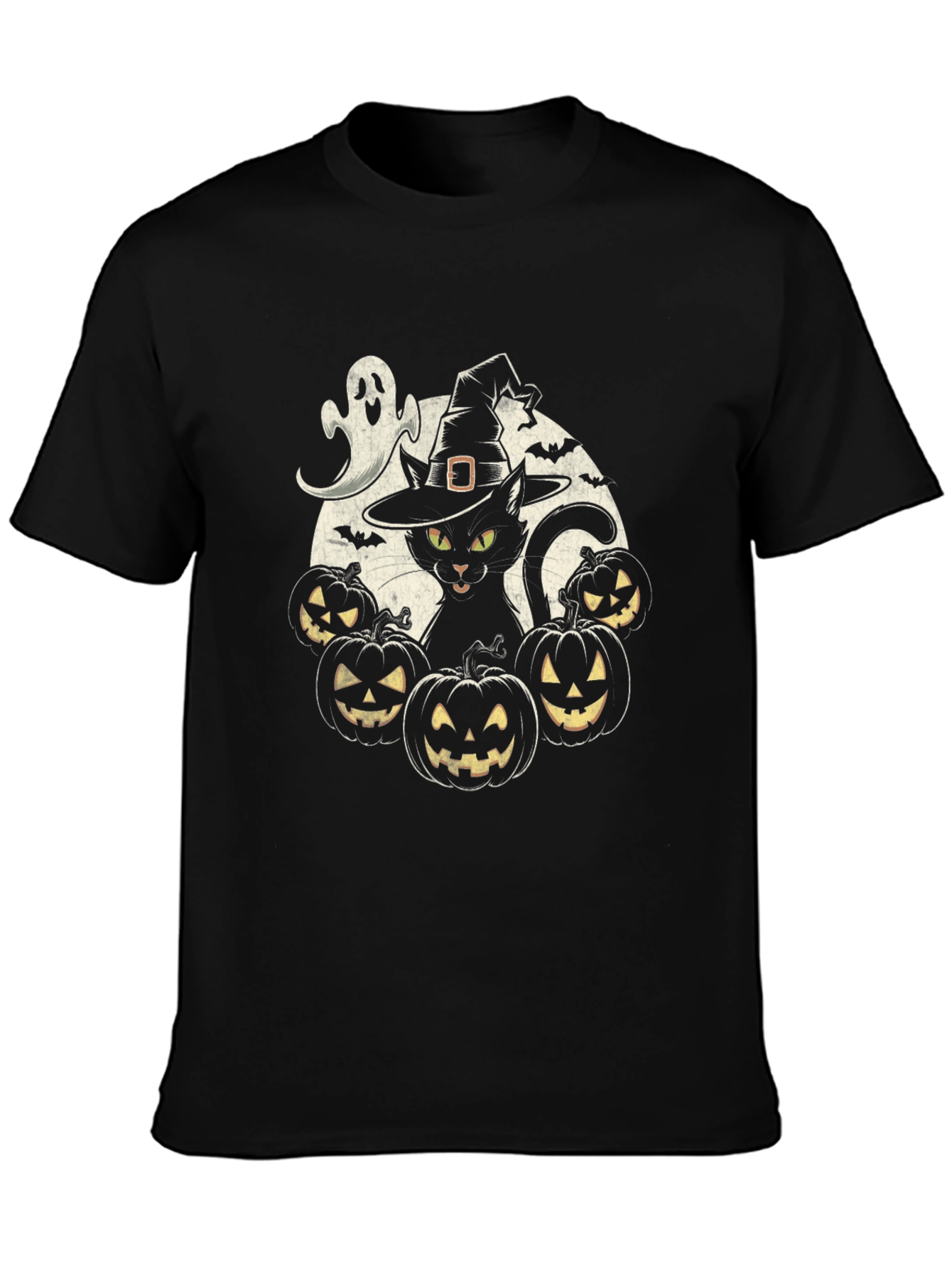 Halloween Cat & Pumpkins T-Shirt