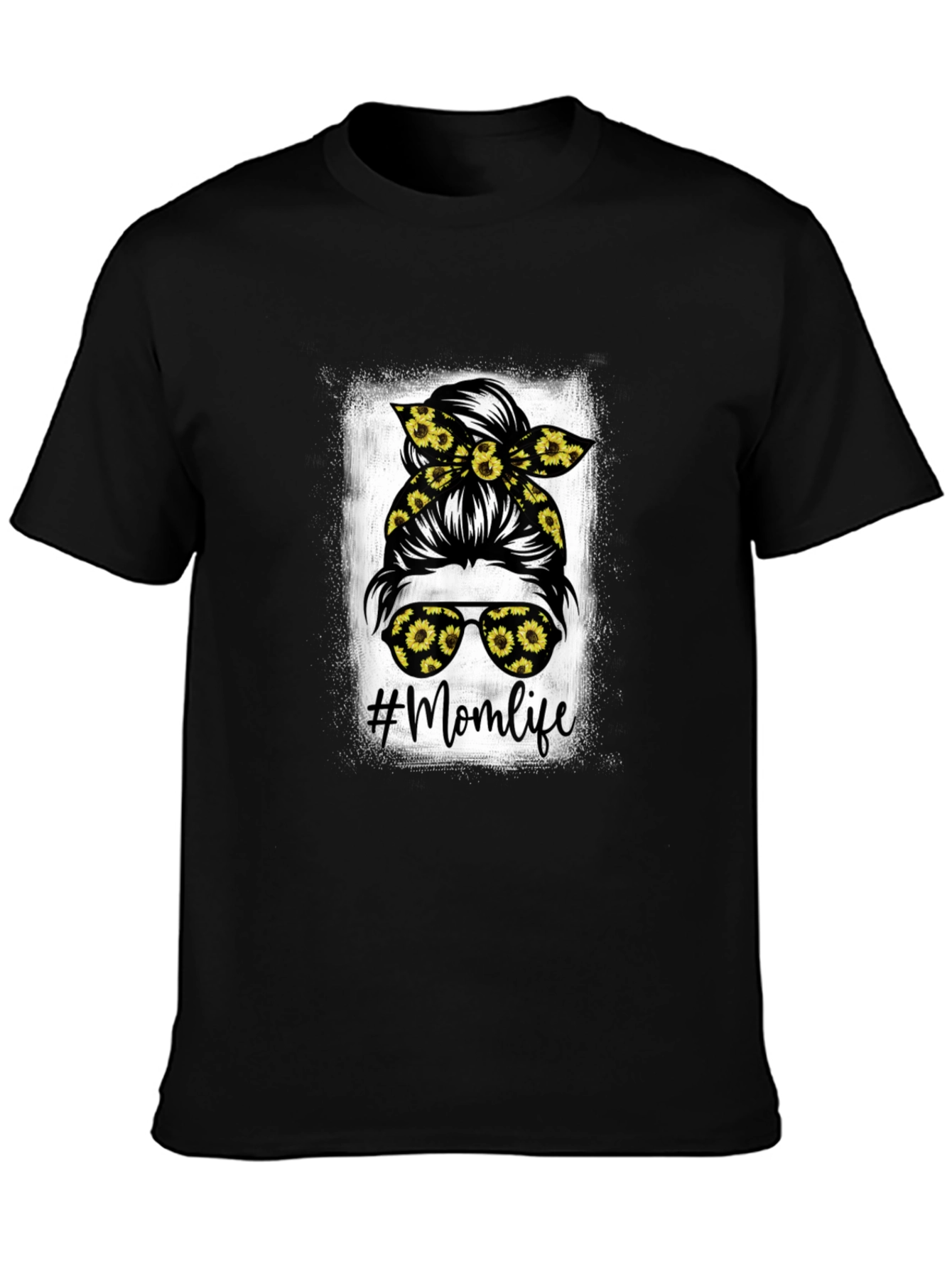 Momlife Messy Bun Sunflower Graphic Tee