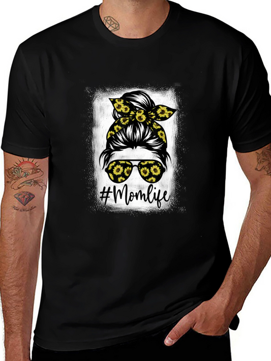 Momlife Messy Bun Sunflower Graphic Tee