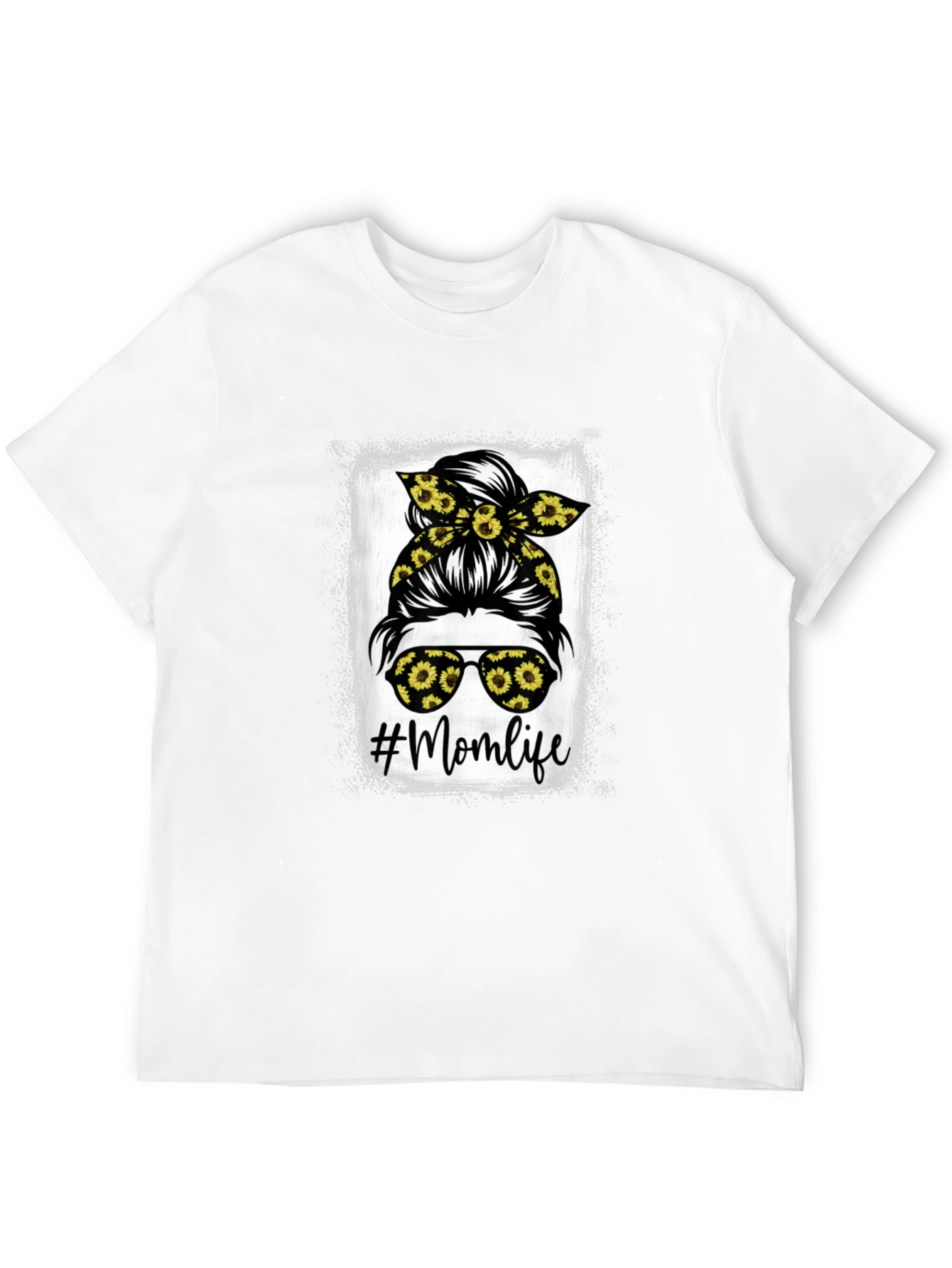 Momlife Messy Bun Sunflower Graphic Tee