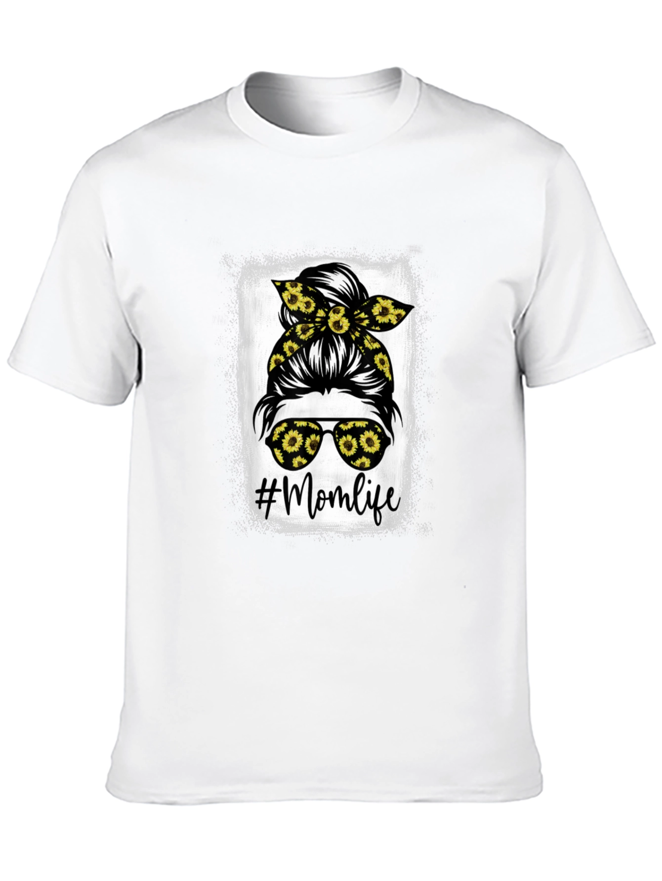 Momlife Messy Bun Sunflower Graphic Tee