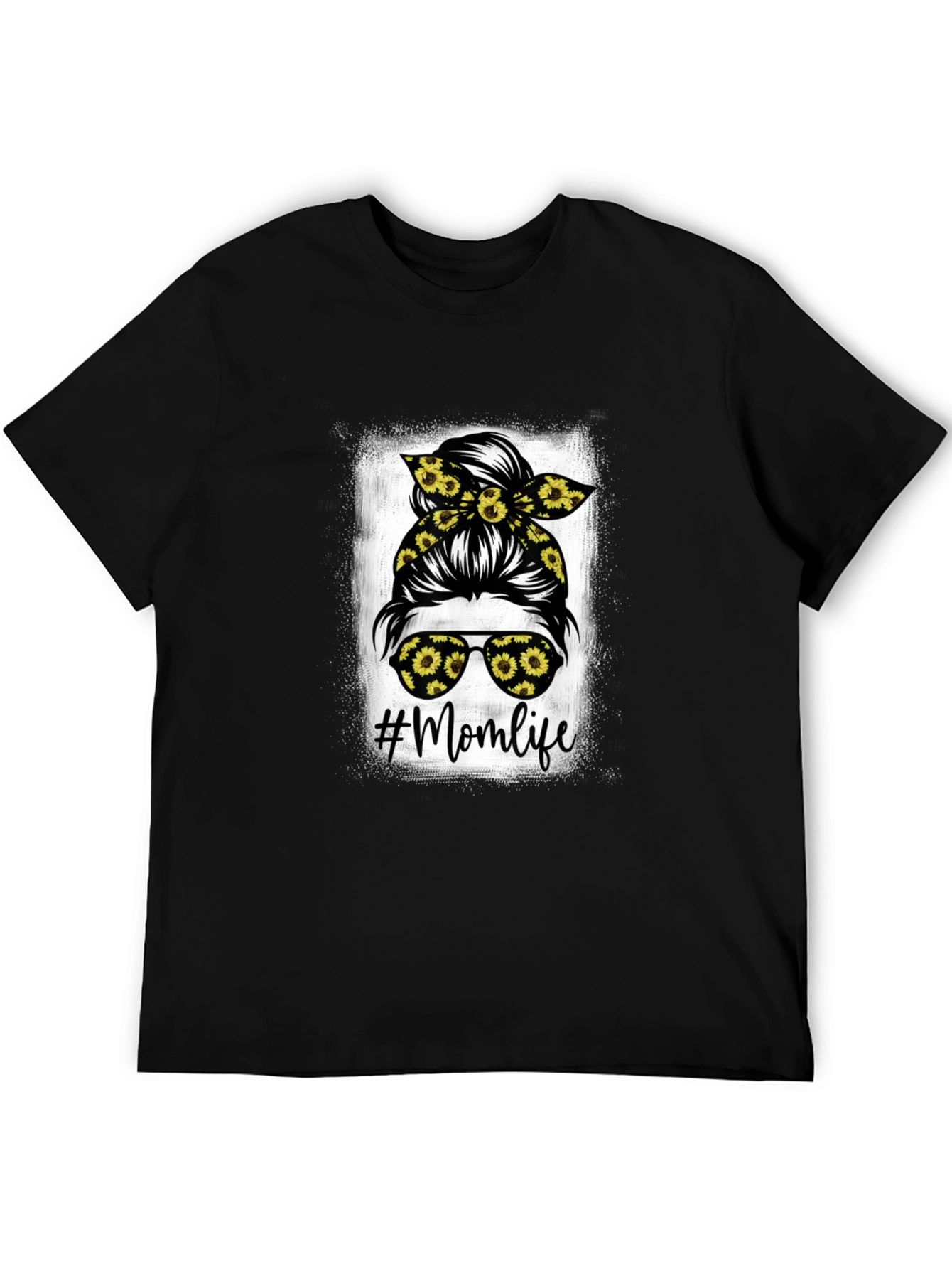 Momlife Messy Bun Sunflower Graphic Tee