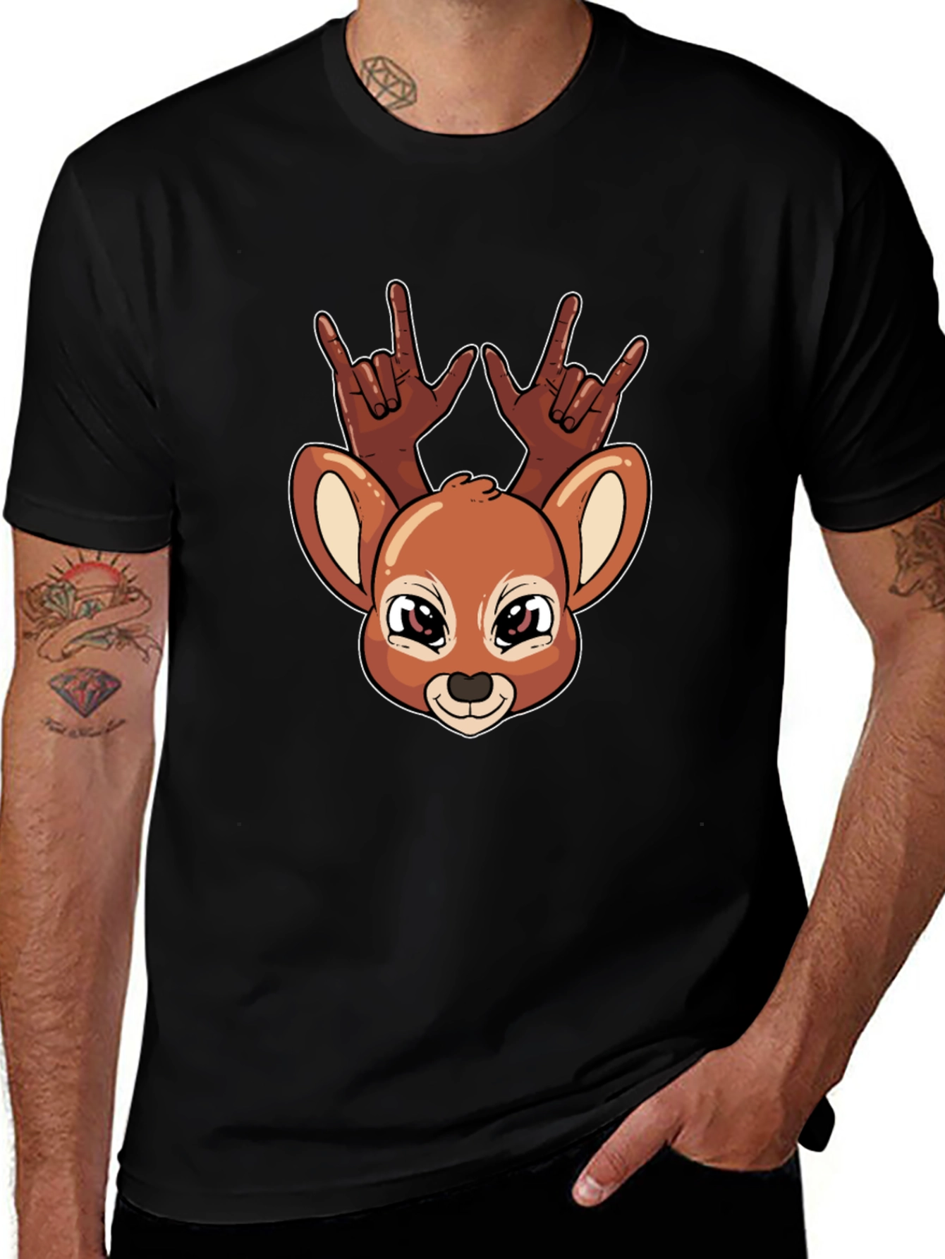 Deer Rock On Graphic T-Shirt