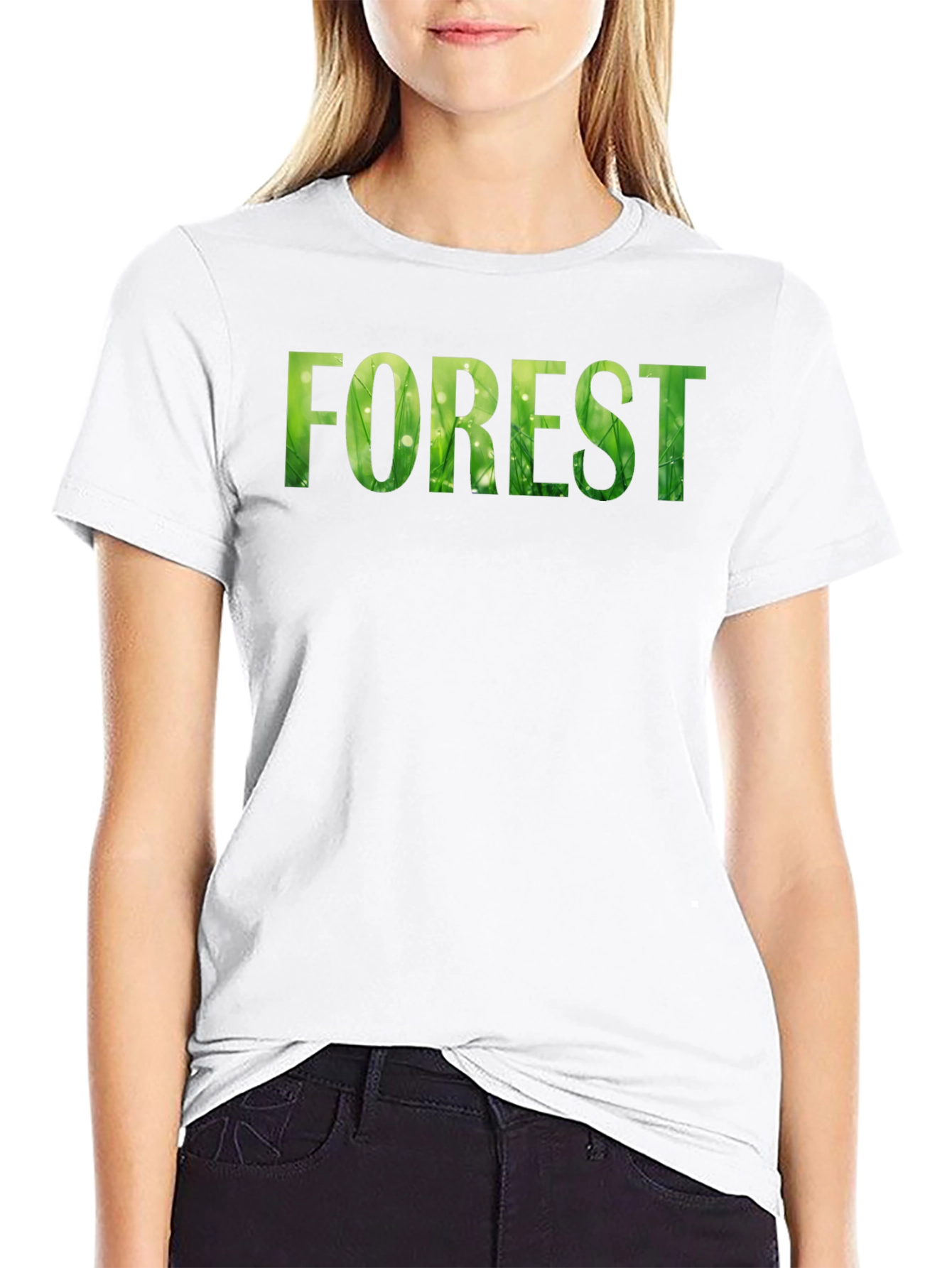Nature Inspired Forest Graphic Print Black T-Shirt