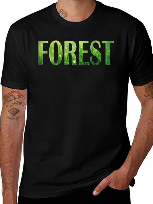 Nature Inspired Forest Graphic Print Black T-Shirt