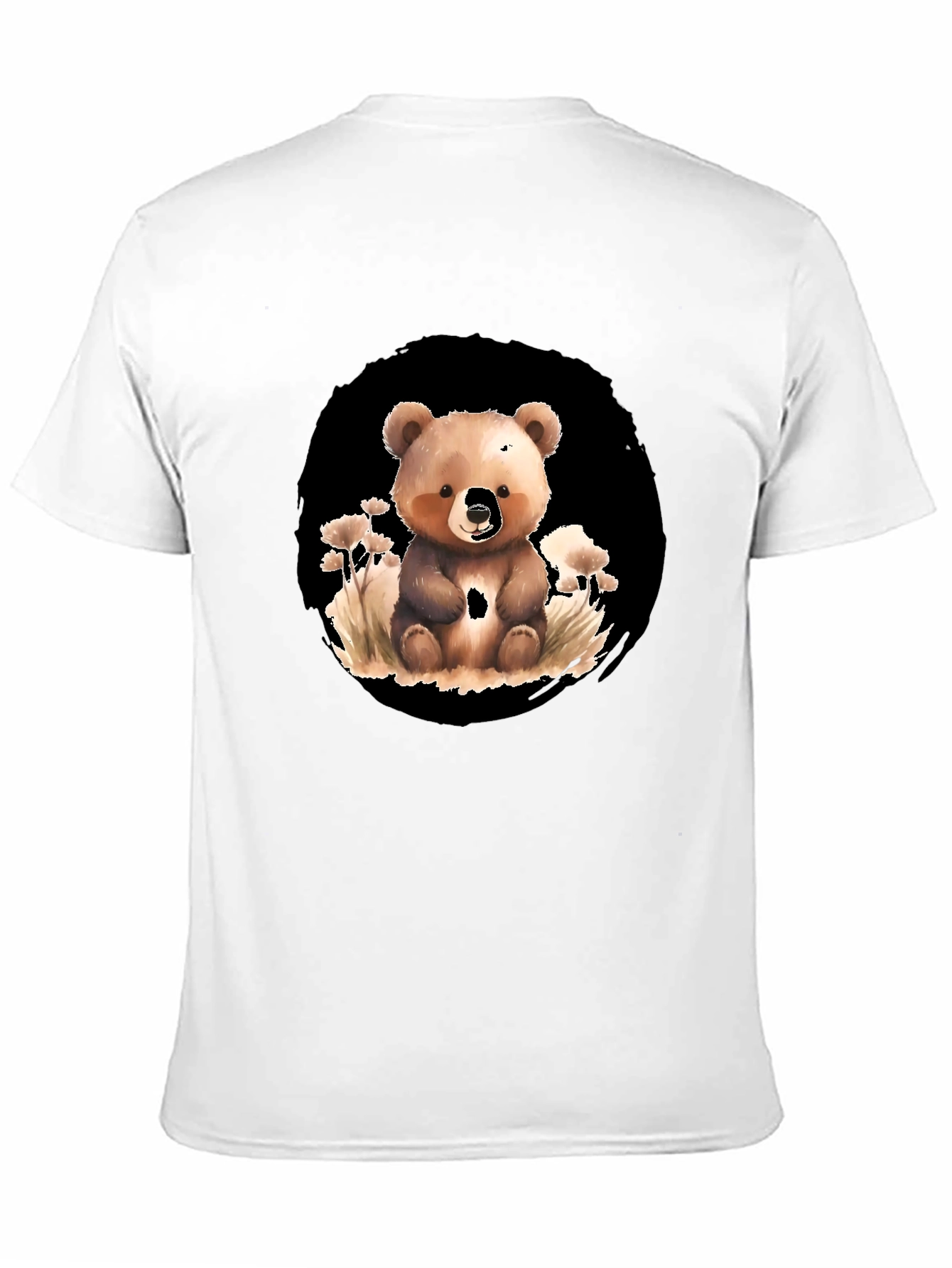 Cute Bear Graphic Tee - Black Cotton Blend Shirt